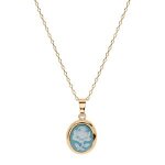 Collier plaqué or pendentif camée motif fleur résine bleue 40 + 5cm Collier plaqué or pendentif camée motif fleur résine bleue 40 + 5cm
