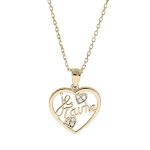 Collier plaqu or pendentif coeur  je t'aime  oxydes blancs sertis 40 + 5cm