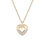 Collier plaqu or pendentif coeur oxydes blancs sertis 40 + 5cm