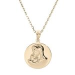 Collier plaqué or pendentif médaille vierge en relief 40 + 5cm Collier plaqué or pendentif médaille vierge en relief 40 + 5cm