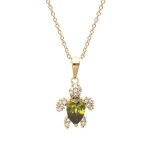 Collier plaqué or pendentif tortue oxyde vert et blancs 42 + 3cm Collier plaqué or pendentif tortue oxyde vert et blancs 42 + 3cm