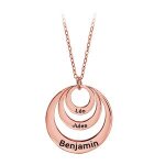 Collier plaqu or rose pendentif 3 cercles  graver 40 + 5cm