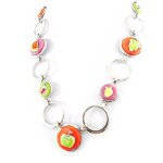Collier sautoir créateur salade de fruits orange rose vert Collier sautoir créateur salade de fruits orange rose vert