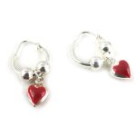 Croles argent  coeur  rouge
