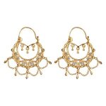 Croles ethniques plaqu or cristal blanc avec chanette diamtre 23mm