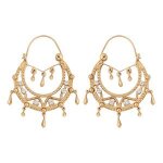 Croles ethniques plaqu or cristal blancs avec chanette diamtre 23mm