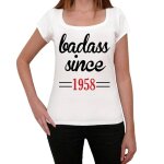 Femme tee - shirt badass depuis 1958 - badass since 1958 - 66 ans t - shirt graphique id�e cadeau 66e ...