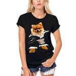 Femme tee - shirt bio chien pomranien - pomeranian dog - t - shirt graphique co - responsable vintage ...