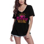 Femme tee - shirt col v escouade d'anniversaire - f�te de filles avec couronne de princesse - birthday ...