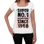 Femme tee - shirt super no1 international depuis 1958 - super no1 international since 1958 - 66 ans t ...