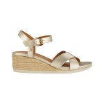 Geox - sandales compenses ischia en cuir - dor - 40