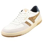 Gola hawk chaussures homme - entraneurs en cuir blanc tabacco et marine - 41