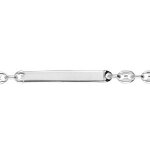 Gourmette argent plaque droite maille grain de caf fermoir mousqueton 17cm
