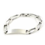 Gourmette homme argent  adam  cheval diamante vieilli