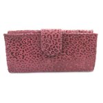 Grand porte - monnaie cuir 'frandi' bordeaux (l�opard)