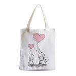 Grand sac shopping plage etudiant aquarelle peinture elephant ballon coeur enfant mignon Grand sac shopping plage etudiant aquarelle peinture elephant ballon coeur enfant mignon