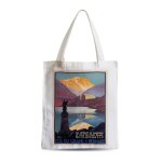 Grand sac shopping plage etudiant col saint bernard montagne affiche poster vintage voyage art deco 30's ...