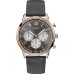 Guess homme 44mm bracelet cuir boitier acier inoxydable quartz montre w1261g5