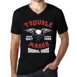 Homme tee - shirt col v des problmes sans stress depuis 1987 - trouble maker stress free since 1987 ...