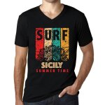 Homme tee - shirt col v surf d'�t� en sicile - summer time surf in sicily - t - shirt graphique �co - ...