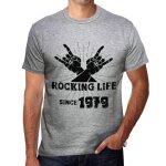 Homme tee - shirt la vie en rose depuis 1979 - rocking life since 1979 - 45 ans t - shirt graphique id�e ...