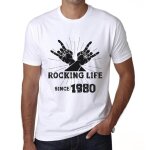 Homme tee - shirt la vie en rose depuis 1980 - rocking life since 1980 - 44 ans t - shirt graphique id�e ...