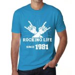 Homme tee - shirt la vie en rose depuis 1981 - rocking life since 1981 - 43 ans t - shirt graphique ide ...