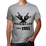 Homme tee - shirt la vie en rose depuis 1981 - rocking life since 1981 - 43 ans t - shirt graphique id�e ...