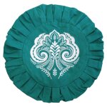 Housse zafu verte - broderie mandala blanche