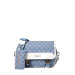 Mini - sacoche bleue en toile enduite sigl�e garnie cuir chabrand 85050718