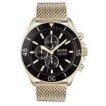 Montre boss en maille milanaise jaune