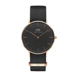 Montre daniel wellington femme classic black cornwall 36mm dw00100150 - noir rose or
