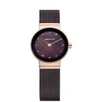 Montre pour femme cadran rond bracelet acier couleur prune bering