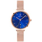 Montre femme echo cadran bleu bracelet acier milanais dor - rose