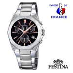Montre festina casual homme chronomètre noir & or - acier argenté - f16757 / 7 Montre festina casual homme chronomètre noir & or - acier argenté - f16757 / 7