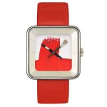 Montre square 35 akteo peinture rouge collection art