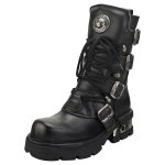 New rock block - heel in metal - look femme bottes plate - forme noir - 37 New rock block - heel in metal - look femme bottes plate - forme noir - 37
