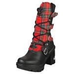 Boots new rock femmes - bottines  talon en cuir, noir et cosse - 39
