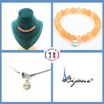 Parure bijoux bracelet collier 10 perles calcdoine orange 8 mm. taille personnalisable.