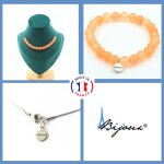 Parure bijoux bracelet collier 15 perles calcdoine orange 8 mm. taille personnalisable.