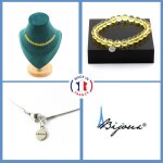 Parure bijoux bracelet collier 15 perles citrine 8 mm. chaine en acier taille personnalisable.
