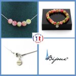 Parure bijoux bracelet collier 5 perles tourmaline melon d'eau 8 mm. taille personnalisable.