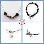 Parure bijoux bracelet collier perles andalousite des usa + lave 8 mm. taille personnalisable.