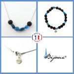 Parure bijoux bracelet collier perles apatite bleu du brsil + lave 8 taille personnalisable.
