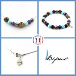 Parure bijoux bracelet collier perles hmatite + howlite turquoise + taille personnalisable.