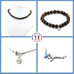 Parure bijoux bracelet collier perles oeil de tigre multicolore 8 mm. taille personnalisable.