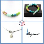 Parure bijoux bracelet collier perles pridot + chrysocolle + anglite taille personnalisable.