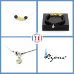 Parure bracelet collier apatite jaune de madagascar + perles onyx noir taille personnalisable.