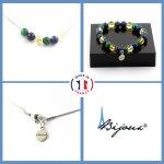 Parure bracelet collier perles citrine + lapis lazuli + malachite 8 taille personnalisable.