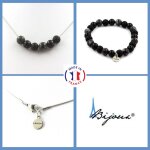 Parure bracelet collier perles labradorite + agate noire + onyx noir taille personnalisable.